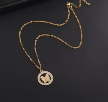 Butterfly Zircon Pendant Set